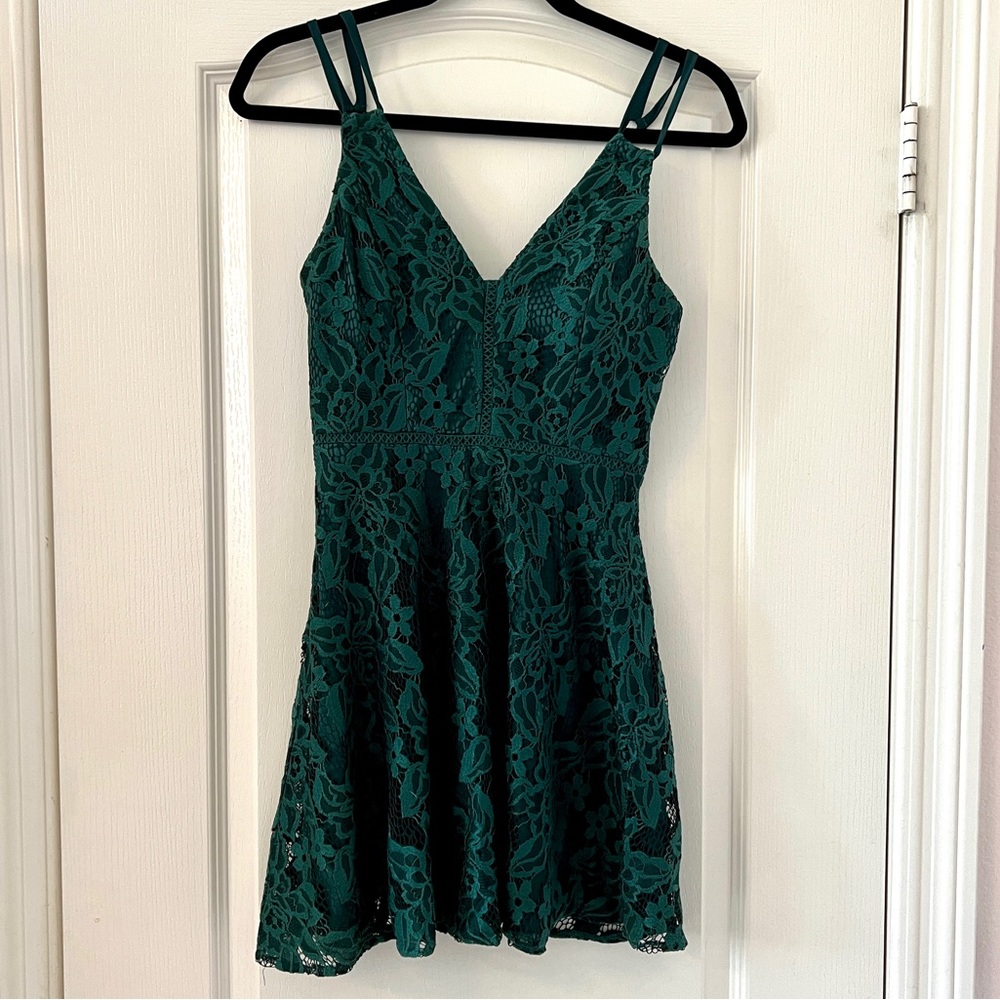 Speechless- Green lace mini dress